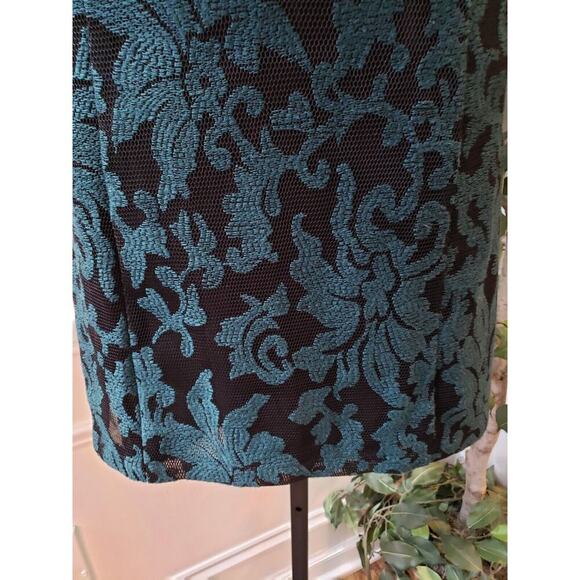 H&M Womens Black Green Lace Embroidered Sleeveless Back Zip Knee Length Dress 6 - Picture 4 of 13